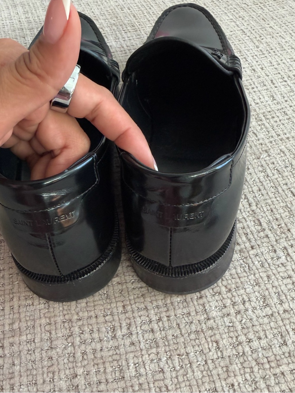 Saint Laurent YSL Black Glossy Penny Loafers - Picture 8 of 10
